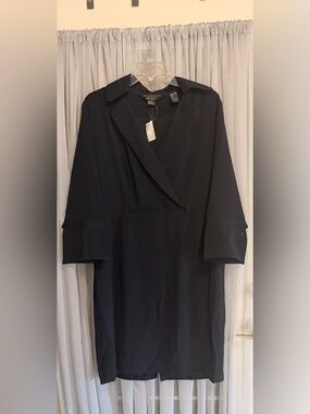 Delta Black Midi Dress Coat